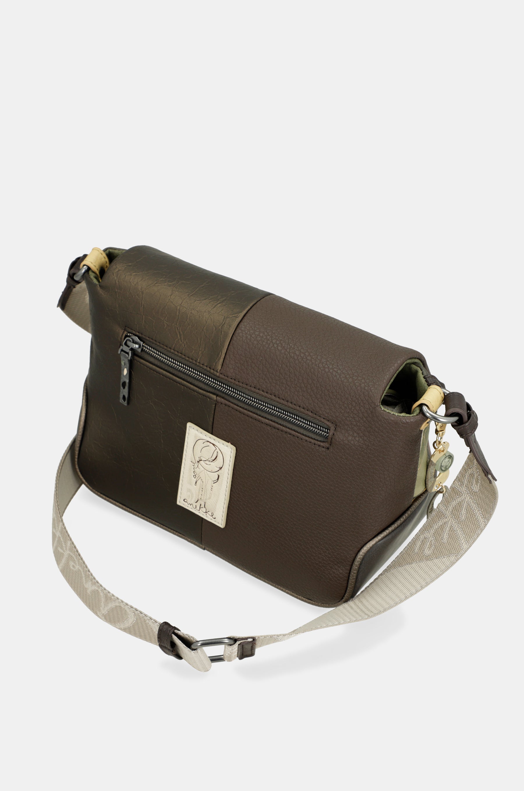 Borsa a tracolla con patta con stampa Amphora