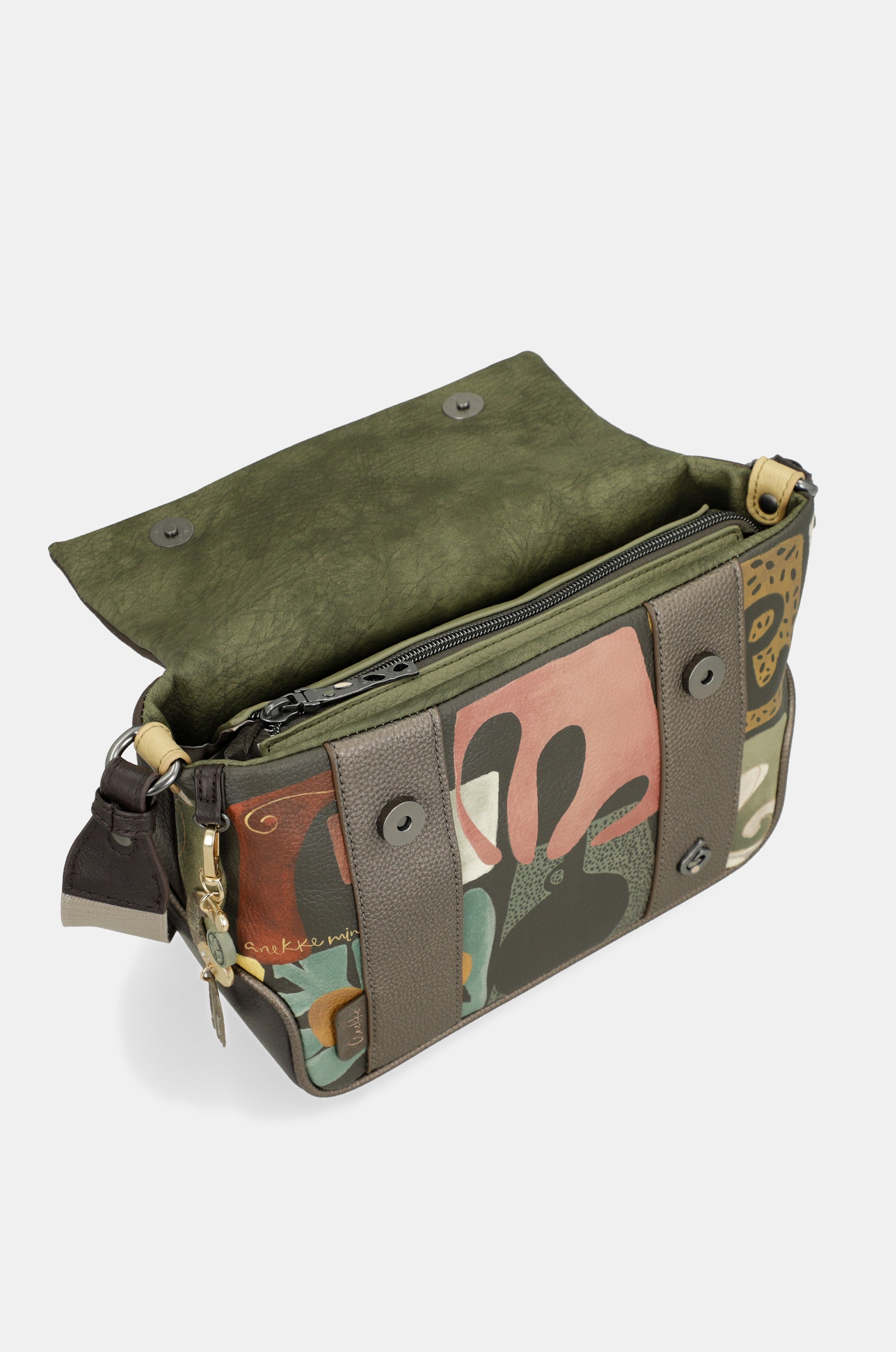 Borsa a tracolla con patta con stampa Amphora