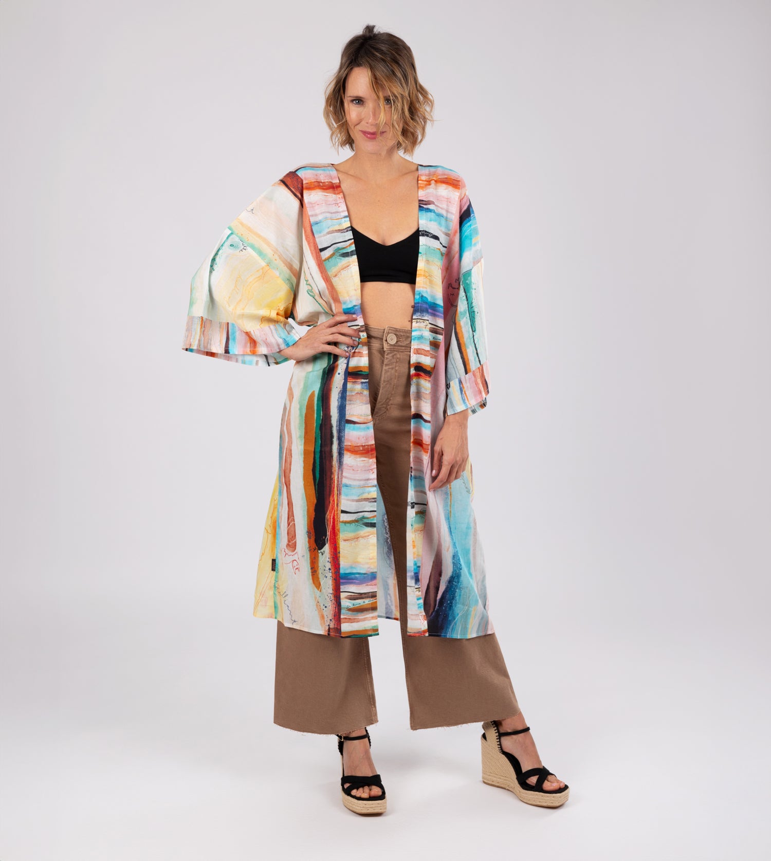 Kimono lungo stampato in studio