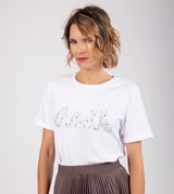 T-shirt bianca glitterata