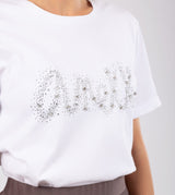 T-shirt bianca glitterata