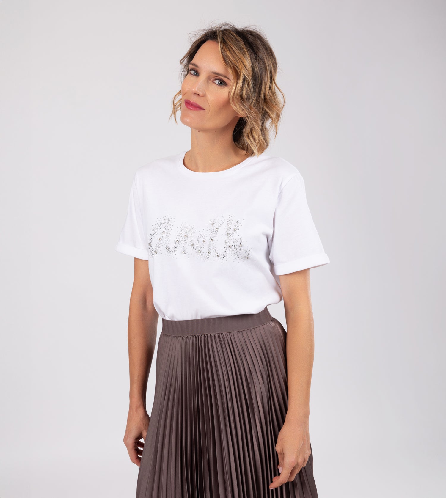 T-shirt bianca glitterata