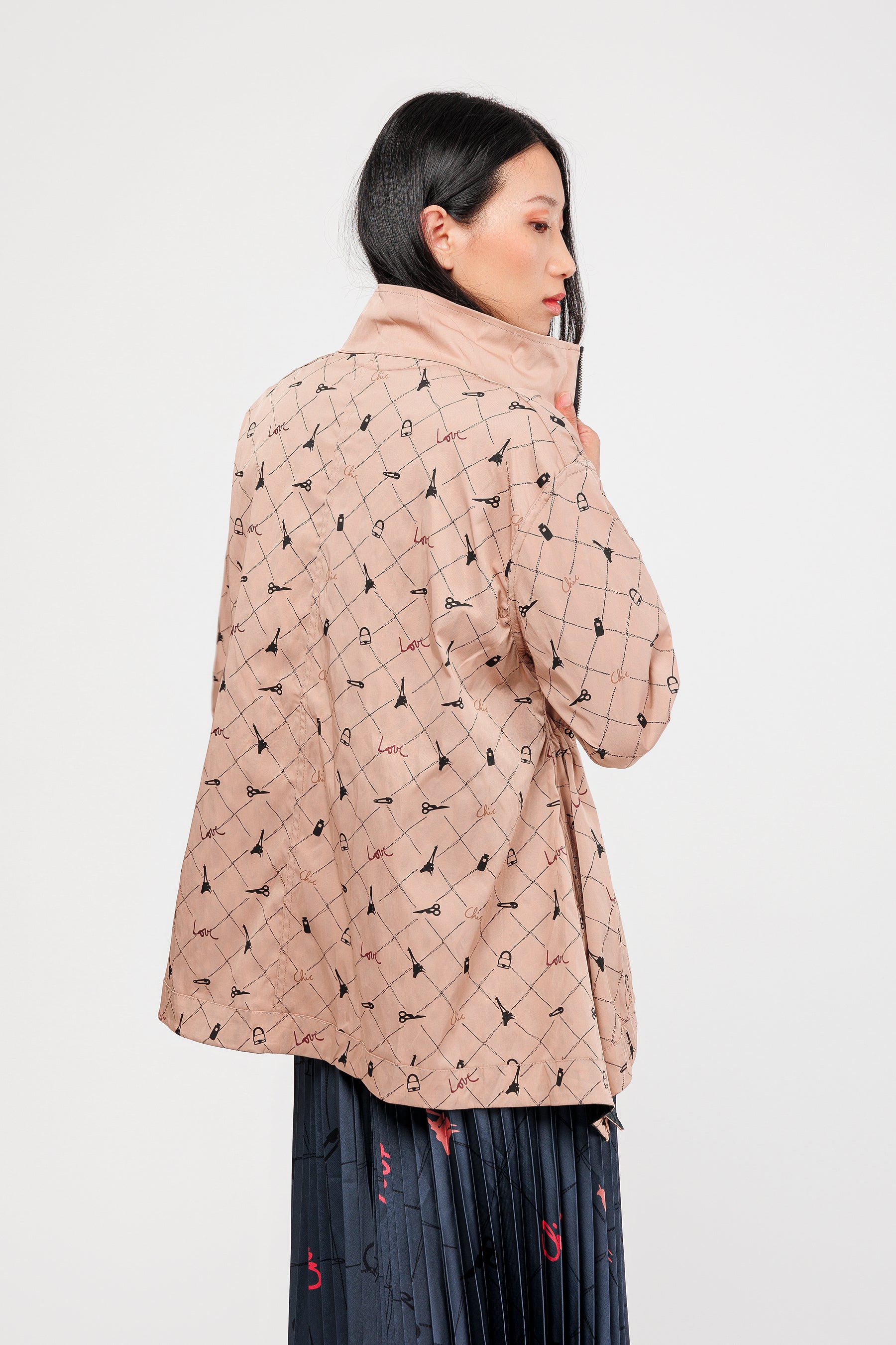 Giacca double-face nera e beige