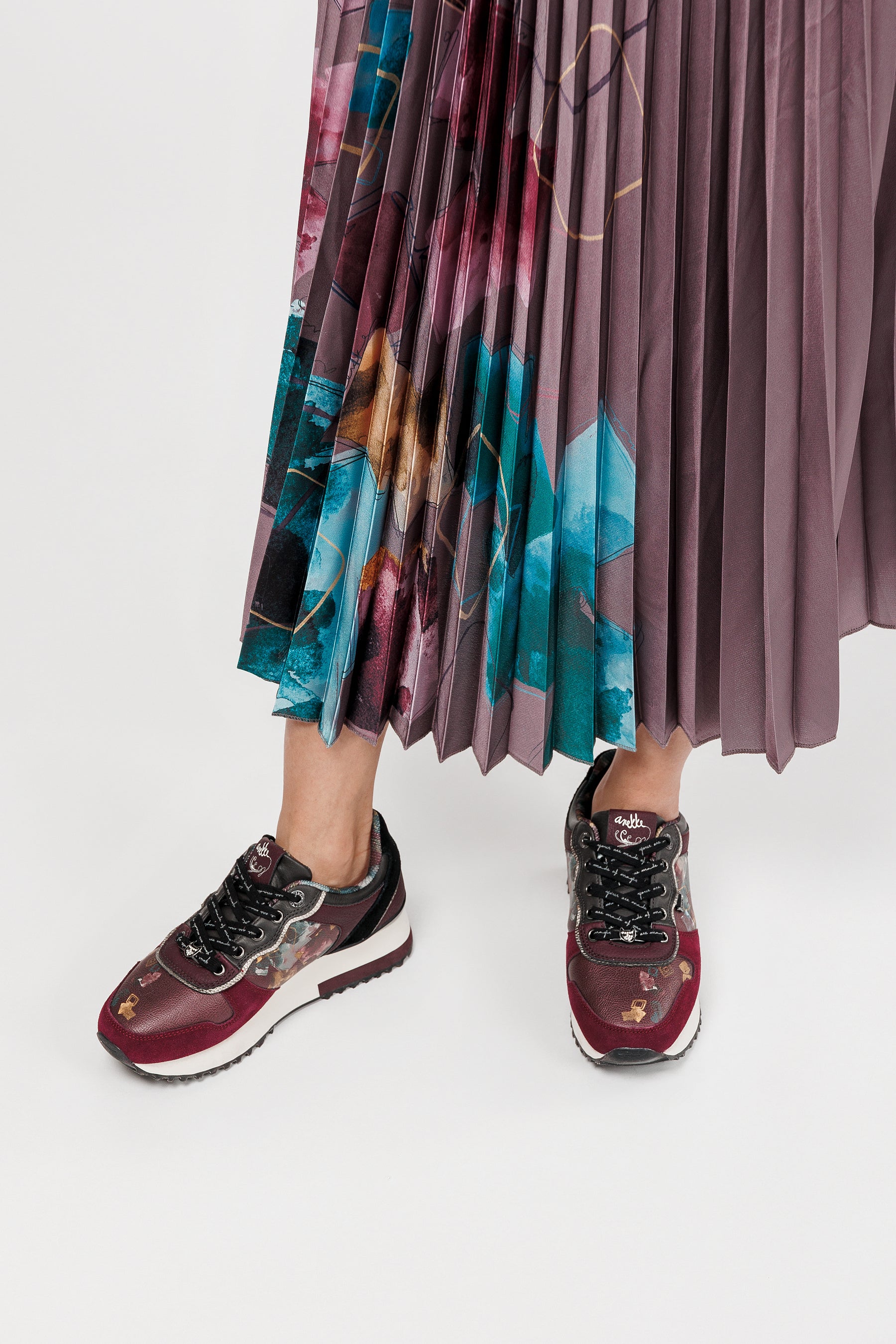 Scarpe sportive piattaforma bordeaux fantasia