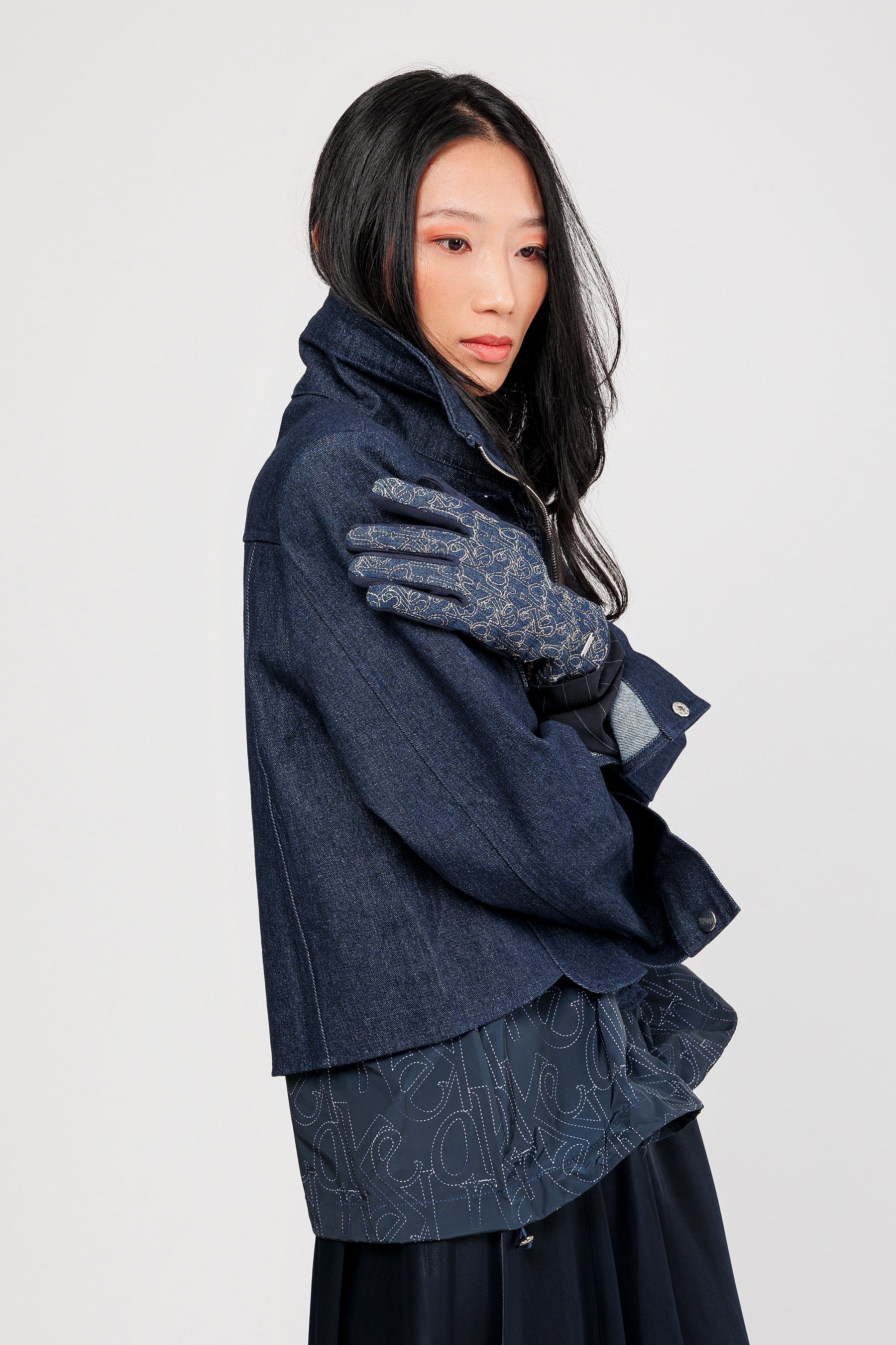 Guanti denim fantasia