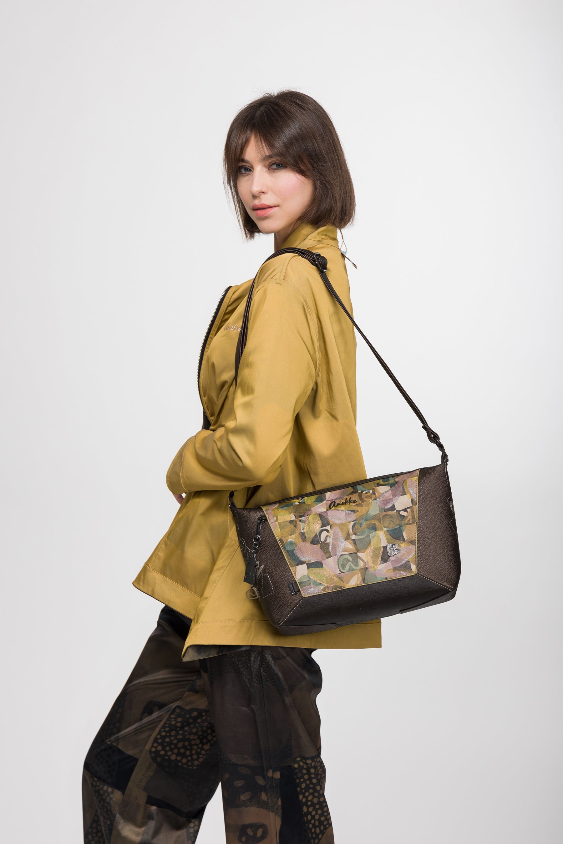 Borsa a tracolla con stampa Bloom