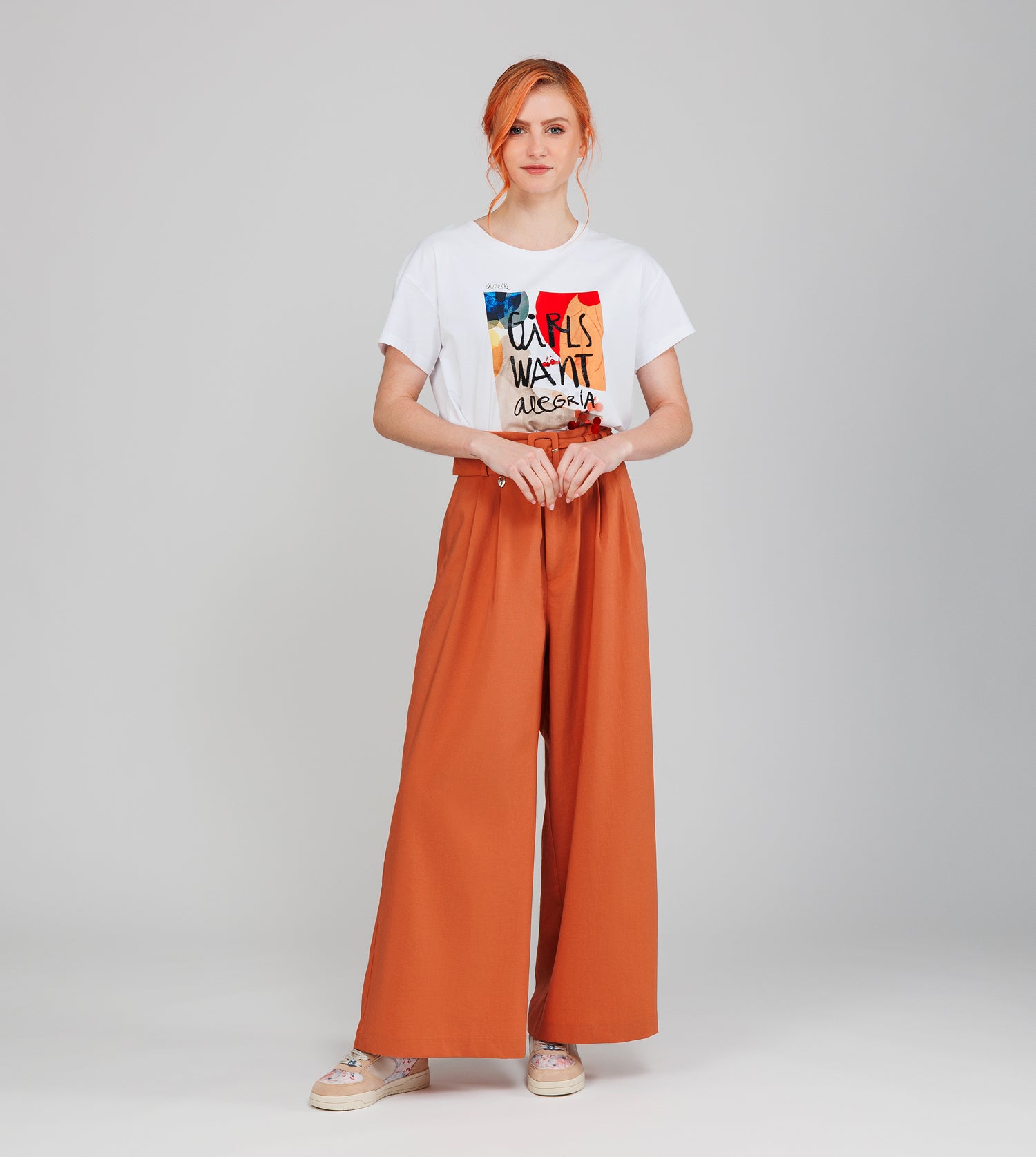 Pantaloni color terracotta