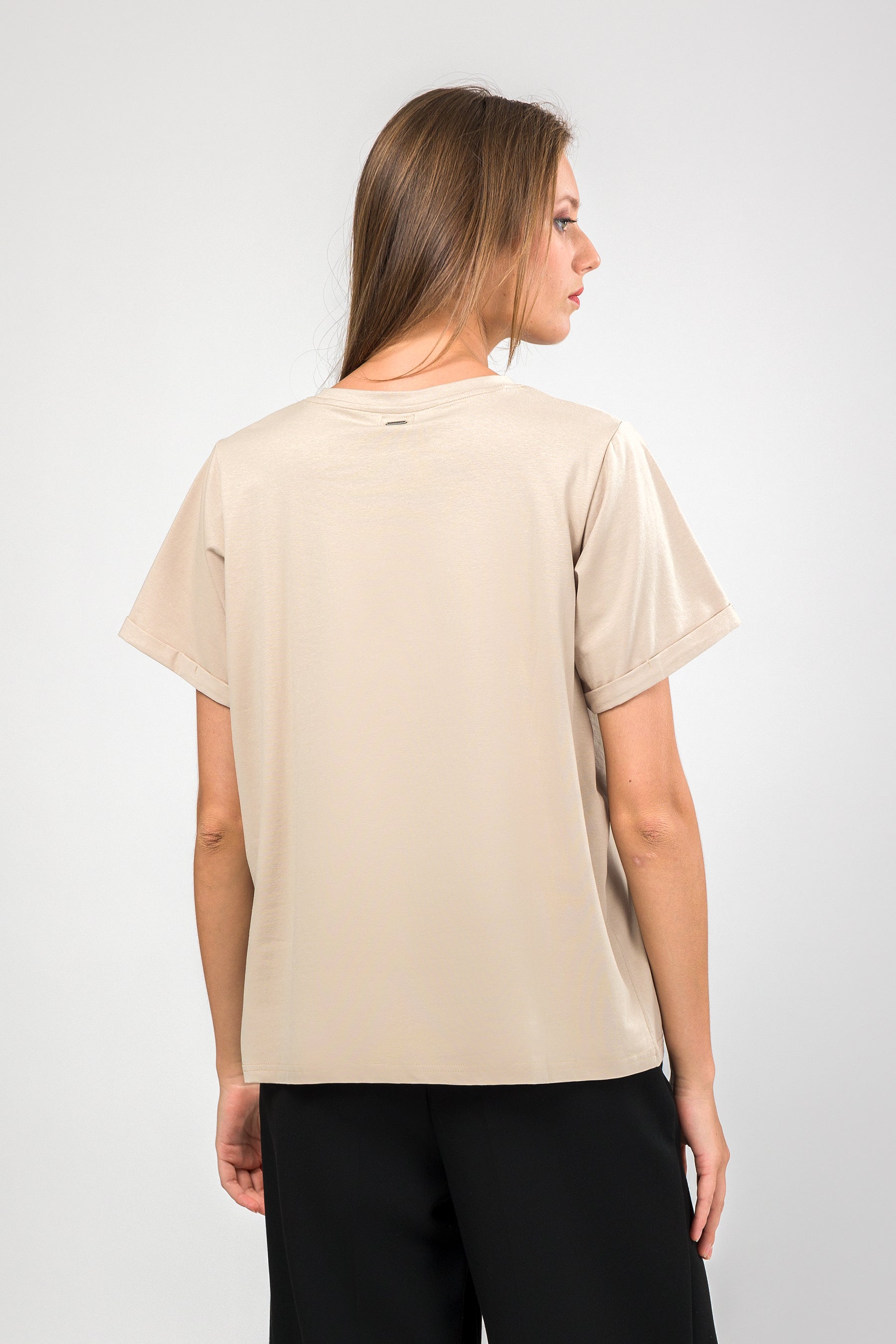 Maglietta manica corta beige logo