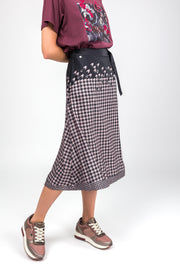 Gonna a portafoglio grigio e rosa