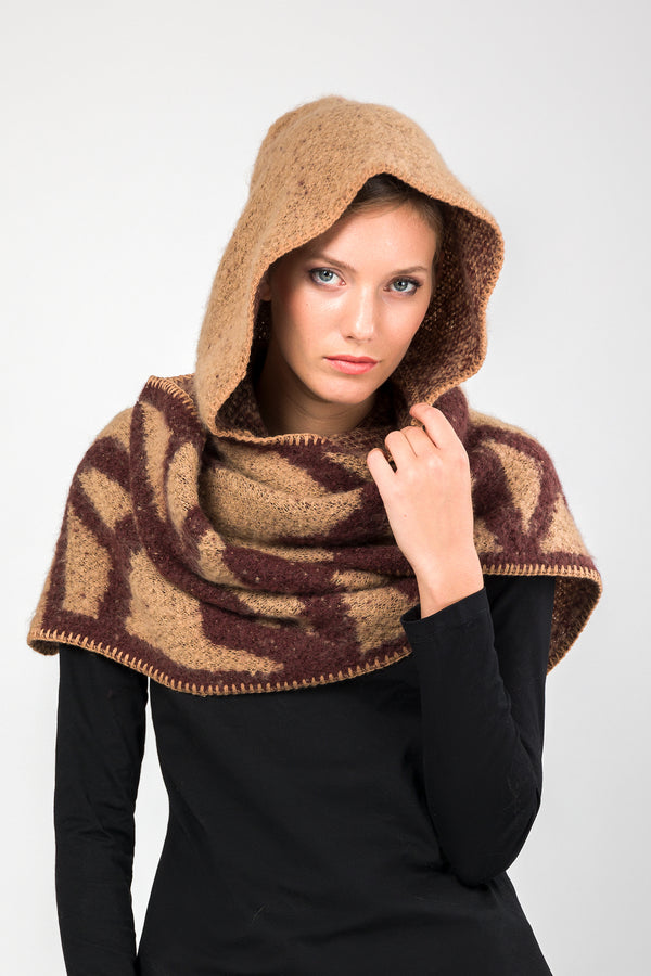 Sciarpa con cappuccio beige
