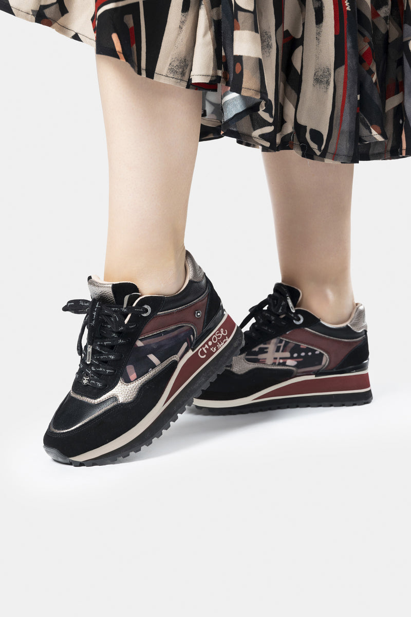 Scarpe sportive piattaforma nero fantasia