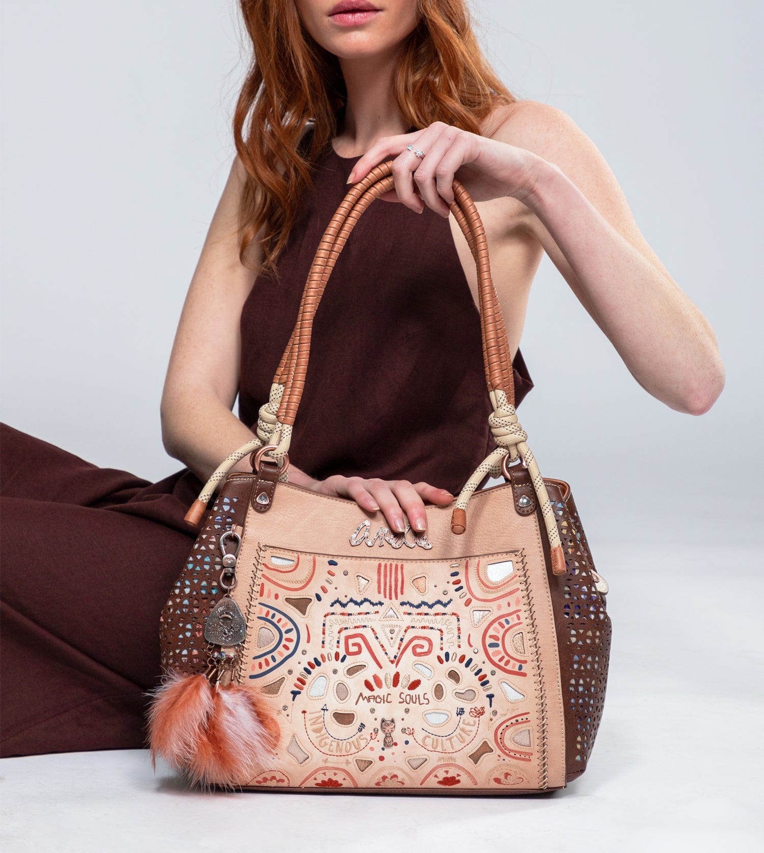 Borsa tote Tribe con manici intrecciati