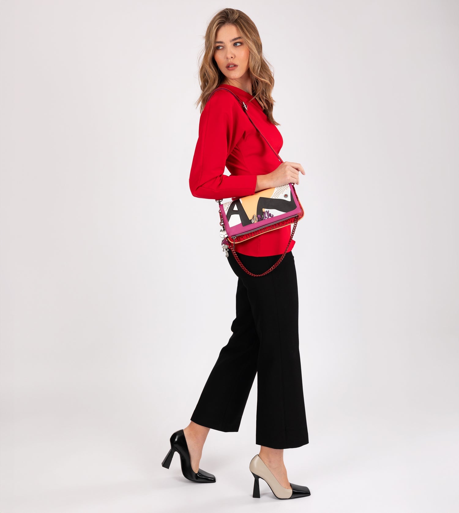 Borsa a tracolla Fashion con manico in metallo