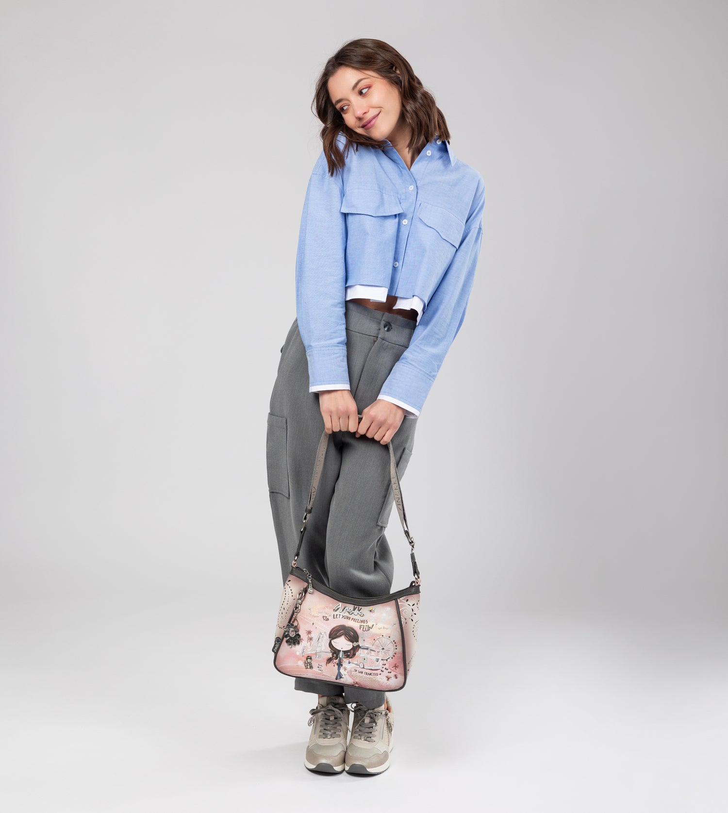 Borsa a tracolla rosa Peace &amp; Love