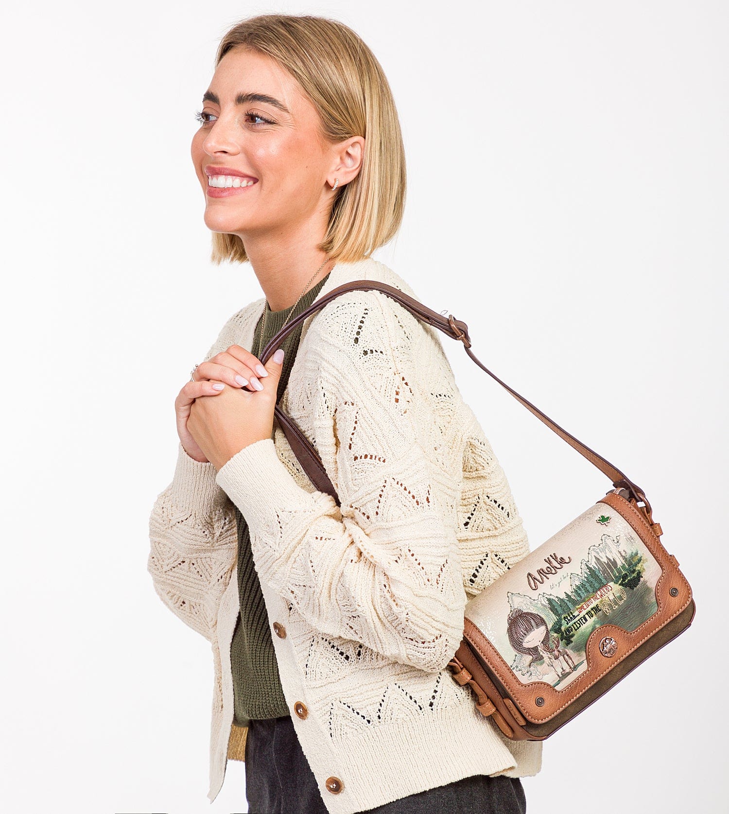Borsa a tracolla con patta Forest